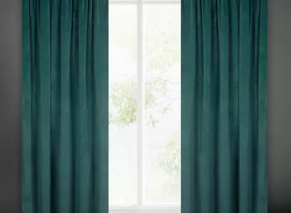 Zasłona gotowa na taśmie 140x270 VILLA welwetowa ciemny turkus jednokolorowa o aksamitnej strukturze