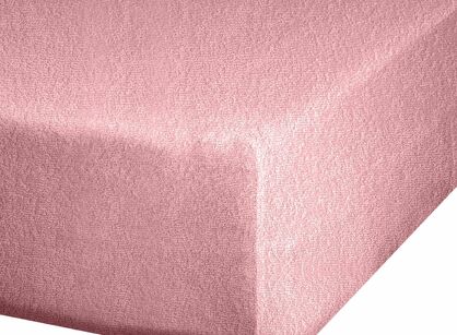 Prześcieradło z bawełny frotte z gumką pudrowe 220x200 Design 91