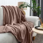 Koc jednokolorowy 170x210 TEDY mocha imitujący buklę - 7