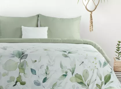 Pościel z mikrowłókna 140x200 VERANO 10 biała oliwkowa wzór kwiatowy Design 91