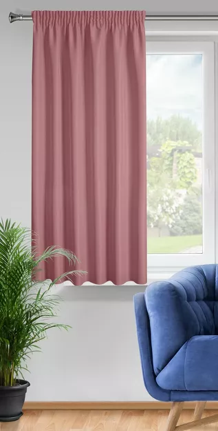 Zasłona na taśmie 140x175 RITA jednokolorowa ciemny róż z miękkiej tkaniny