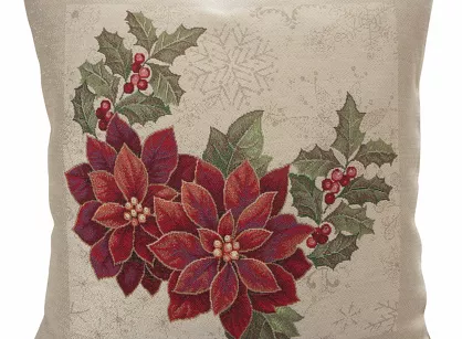 Poszewka świąteczna 45x45 1271 gobelinowa z gwiazdką betlejemską i połyskującą złotą nicią