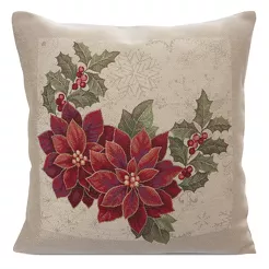 Poszewka świąteczna 45x45 1271 gobelinowa z gwiazdką betlejemską i połyskującą złotą nicią