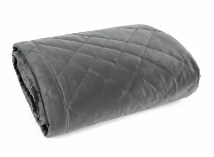 Narzuta welwetowa 220x240 RIA 6 stalowa przeszywana grubą nicią zdobiona wzorem geometrycznym