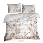 Pościel satynowa 220x200 PREMIUM 25 biała z wzorem egzotycznych brązowych liści z kolekcji Premium - 3