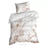 Pościel satynowa 220x200 PREMIUM 25 biała z wzorem egzotycznych brązowych liści z kolekcji Premium - 4