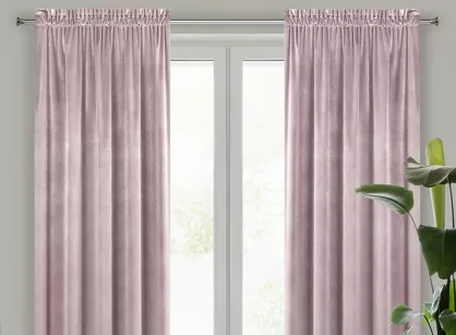 Zasłona gotowa na taśmie 140x300 SAMANTA welwetowa pudrowa o subtelnym połysku