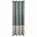 Zasłona gotowa na przelotkach 140x250 GINA welwetowa stalowa z nadrukiem wachlarzy Design 91 - 10