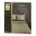 Pościel z makosatyny 160x200 EVA 10D beżowa z lamówką czarną i napisami - 2