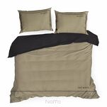 Pościel z makosatyny 160x200 EVA 10D beżowa z lamówką czarną i napisami - 3