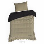 Pościel z makosatyny 160x200 EVA 10D beżowa z lamówką czarną i napisami - 4