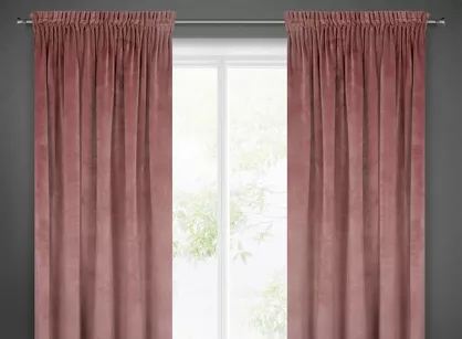 Zasłona na taśmie 140x270 VILLA welwetowa ciemny róż o aksamitnej strukturze