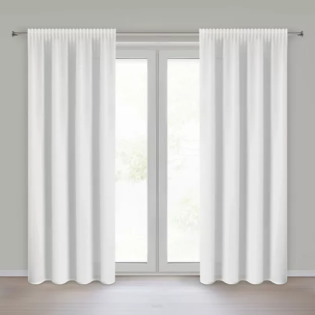 Firana na taśmie 135x270 ROSSI biała z lejącej tkaniny z delikatnym nadrukiem