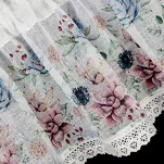 Zazdrostka gotowa w tunelu 150x30 DORA biała z etaminy zdobiona koronką z nadrukiem kwiatowym - 5