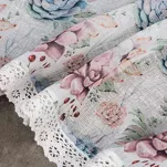 Zazdrostka gotowa w tunelu 150x30 DORA biała z etaminy zdobiona koronką z nadrukiem kwiatowym - 7