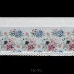 Zazdrostka gotowa w tunelu 150x30 DORA biała z etaminy zdobiona koronką z nadrukiem kwiatowym - 2