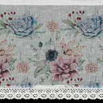 Zazdrostka gotowa w tunelu 150x30 DORA biała z etaminy zdobiona koronką z nadrukiem kwiatowym - 4