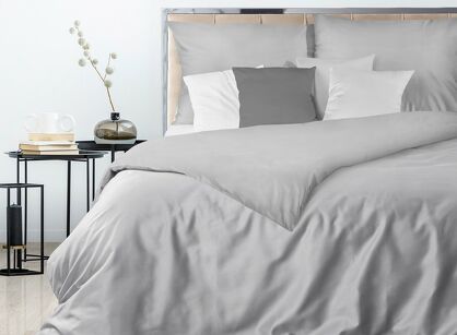 Pościel satynowa 160x200 NOVA 3 jednokolorowa gładka srebrna