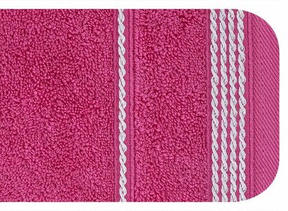 Ręcznik 50x90 MIRA różowy zdobiony bordiurą w pasy 500 g/m2