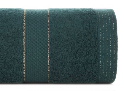 Ręcznik bawełniany 70x140 BARI ciemna zieleń z bordiurą z metaliczną nicią