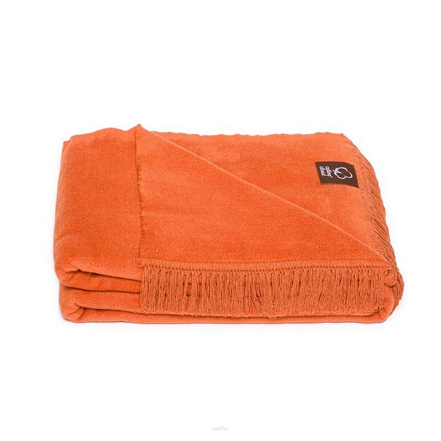 Koc bawełniany 150x200 0293-8 ginger rudy gładki z frędzlami