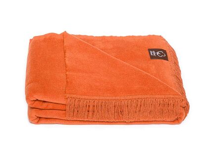 Koc bawełniany 150x200 0293-8 ginger rudy gładki z frędzlami