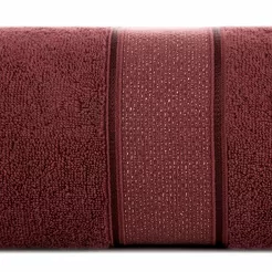 Ręcznik bawełniany 50x90 LIANA bordowy zdobiony bordiurą z błyszczącą nicią