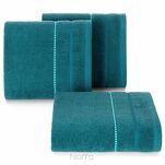 Ręcznik 30x50 SUZI ciemny turkus z kontrastującą stebnowaną bordiurą w delikatne paseczki 500 g/m2 - 4
