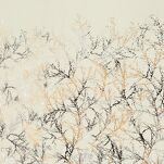 Zasłona na przelotkach 140x250 TORI welwetowa kremowa z szampańskim wzorem gałązek - 2