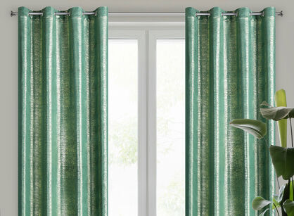 Zasłona na przelotkach 140x250 MABEL welwetowa ciemna zieleń ze złocistym nadrukiem