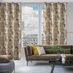 Zasłona na przelotkach 140x250 ADEL welwetowa popielata ze srebrnym nadrukiem na tle egzotycznych wyrazistych liści - 9