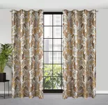 Zasłona na przelotkach 140x250 ADEL welwetowa popielata ze srebrnym nadrukiem na tle egzotycznych wyrazistych liści - 5