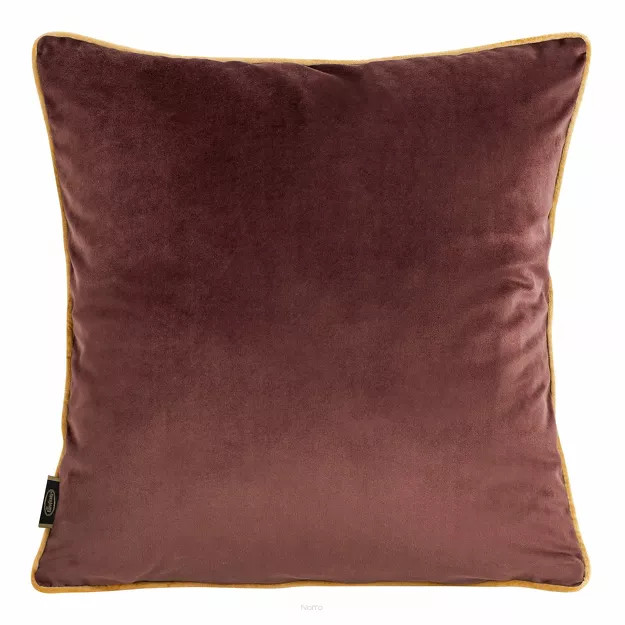 Poszewka welwetowa 45x45 VELVET 56 jednokolorowa bordowa zdobiona kontrastową lamówką