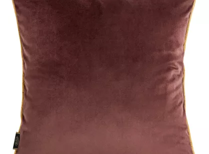 Poszewka welwetowa 45x45 VELVET 56 jednokolorowa bordowa zdobiona kontrastową lamówką