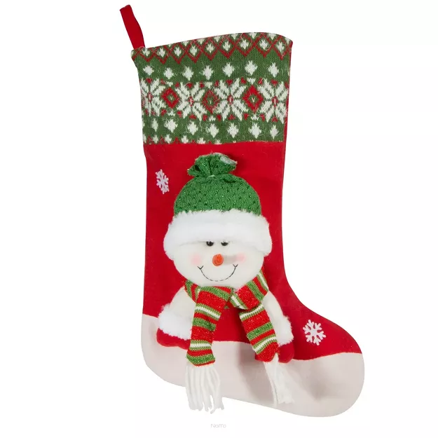 Skarpeta świąteczna 28x50 SNOW 4 czerwień zielona z aplikacją