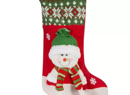 Skarpeta świąteczna 28x50 SNOW 4 czerwień zielona z aplikacją