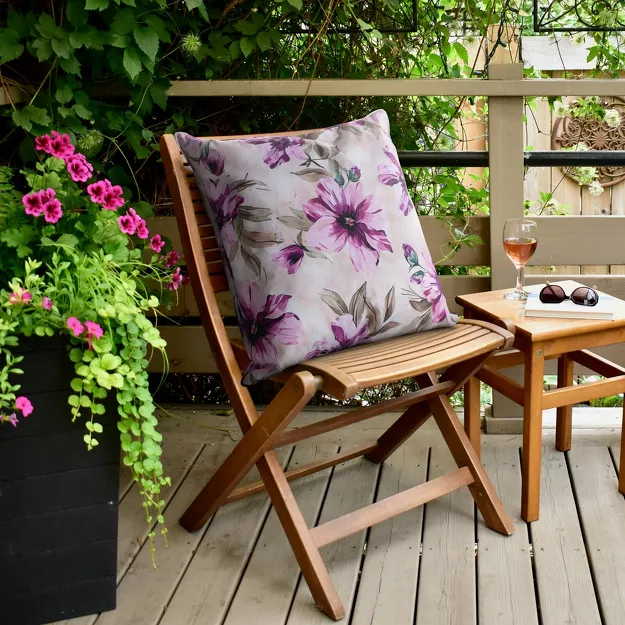 Poszewka na taras 45x45 GARDEN 29 kremowa wodoodporna różowa styl kwiatowy