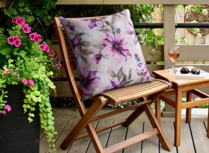 Poszewka na taras 45x45 GARDEN 29 kremowa wodoodporna różowa styl kwiatowy