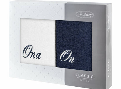 Komplet ręczników 2x50x90 ON ONA białe granatowe