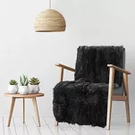 Koc na fotel futrzany 70x160 TIFANY 1 czarny jednokolorowy puszysty z kolekcji Design 91 - 9