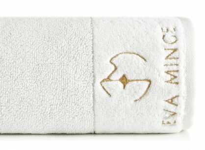 Ręcznik 50x90 GAJA Eva Minge kremowy z welwetową bordiurą sygnowaną logo projektantki