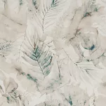 Pościel satynowa 220x200 SPRING 82 beżowa z wzorem ciemnoturkusowych liści z kolekcji Classic - 4