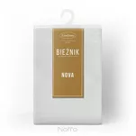 Bieżnik elegancki 40x140 ELLEN biały w drobne kropeczki z ozdobną listwą połyskujący srebrną nicią - 2