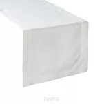 Bieżnik elegancki 40x140 ELLEN biały w drobne kropeczki z ozdobną listwą połyskujący srebrną nicią - 3