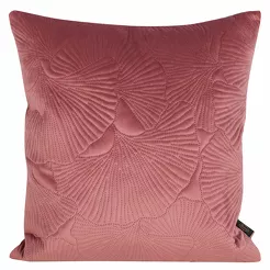 Poszewka welwetowa 45x45 VELVET 58C ciemny róż z wzorem liści miłorzębu
