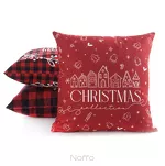 Poszewka świąteczna 45x45 200 welwetowa czerwona z białym wzorem świątecznym - 3