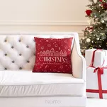 Poszewka świąteczna 45x45 200 welwetowa czerwona z białym wzorem świątecznym - 2