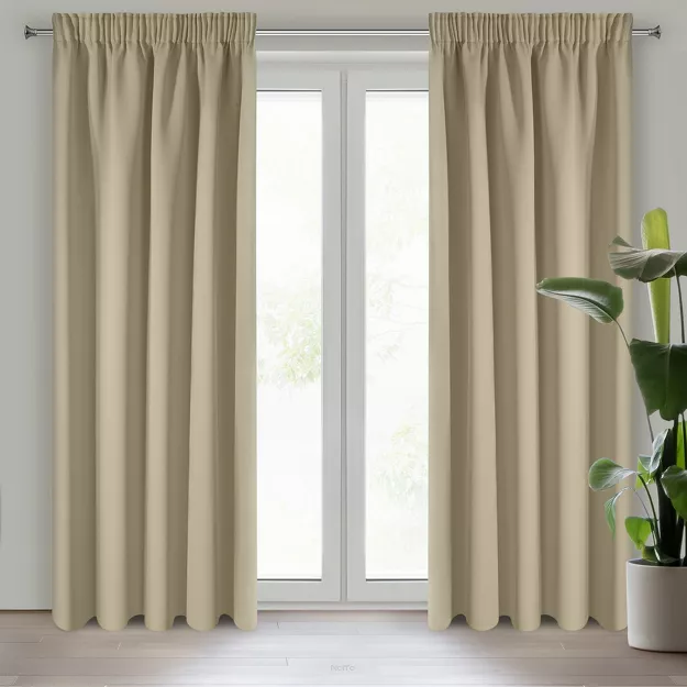 Zasłona na taśmie 135x270 PARISA zaciemniająca beżowa jednokolorowa Design 91