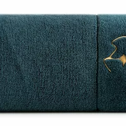 Ręcznik bawełniany 70x140 GAJA Eva Minge ciemna zieleń z welwetową bordiurą sygnowaną logo projektantki