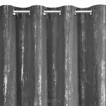 Zasłona gotowa na przelotkach 140x250 LIBI grafitowa z mikrofibry z błyszczącym srebrnym nadrukiem - 4